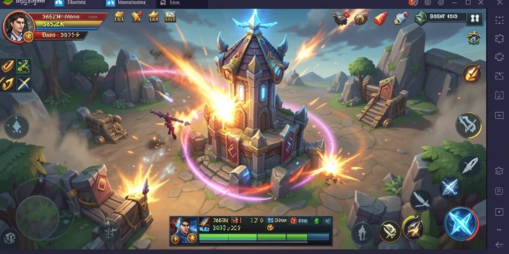 Screenshot gameplay 365ZK menampilkan aksi pertahanan menara yang seru.