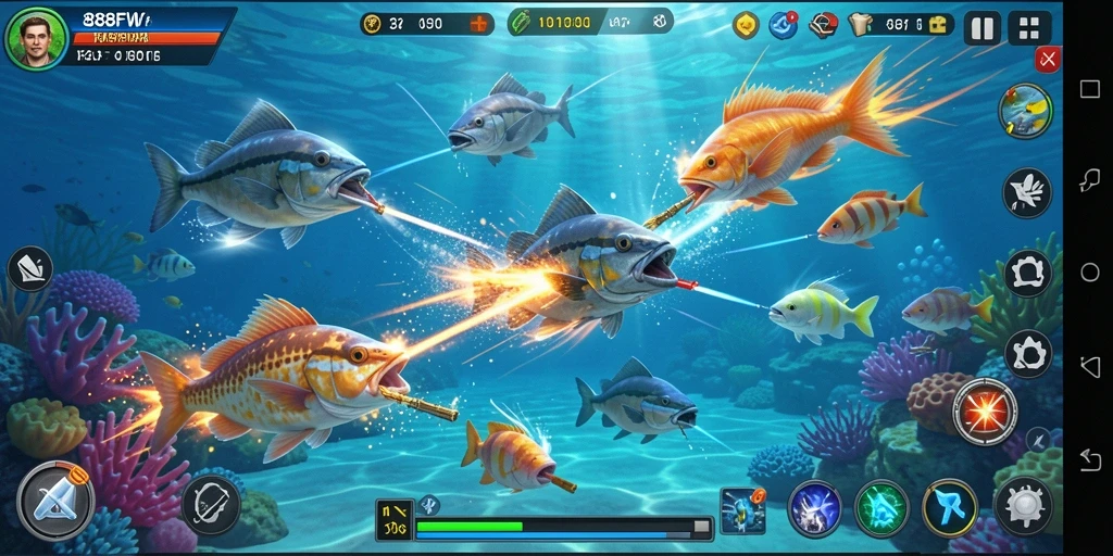 Screenshot menampilkan aksi menembak ikan yang seru dalam 888FW.