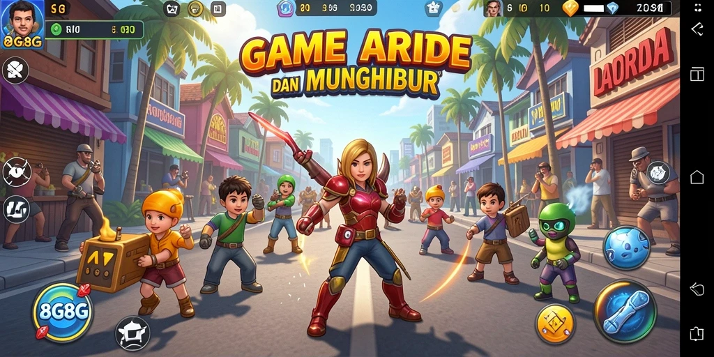 Tampilan gameplay arcade yang menarik dalam 8G8G.