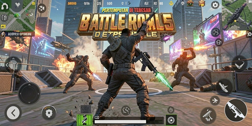 Tampilan gameplay seru DMD999 dalam pertempuran Battle Royale.