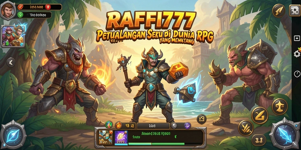 Screenshot RAFFI777 menunjukkan karakter dalam pertempuran epik di dunia RPG.