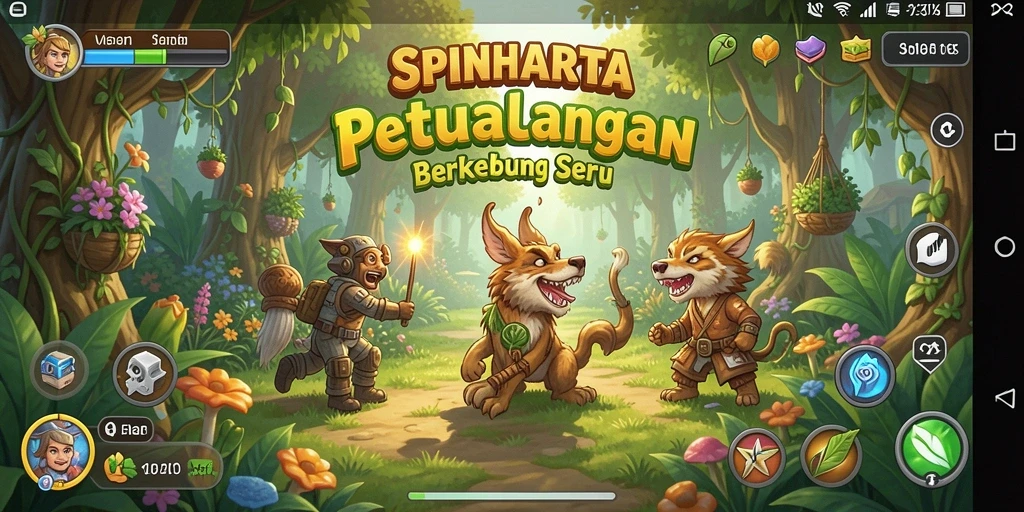 Tampilan menarik dari gameplay <strong>SPINHARTA</strong> saat berkebun dan merawat hewan.