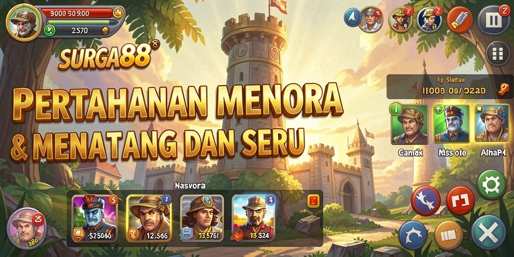 Screenshot gameplay menampilkan aksi seru Tower Defense di SURGA88.