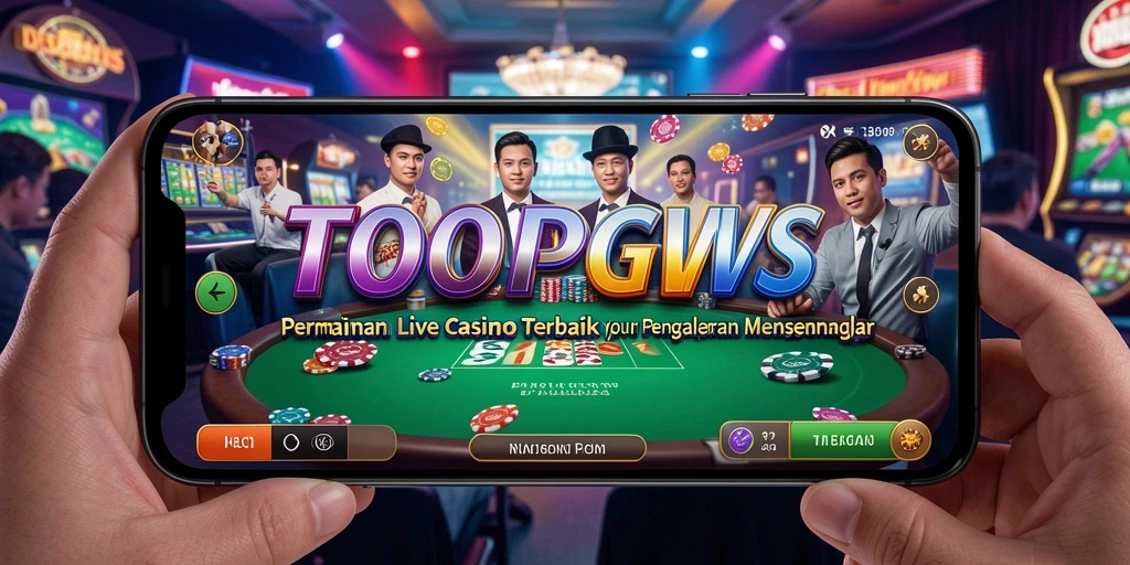 Tangkapan layar TOOPGWS menampilkan dealer langsung dalam permainan kasino.